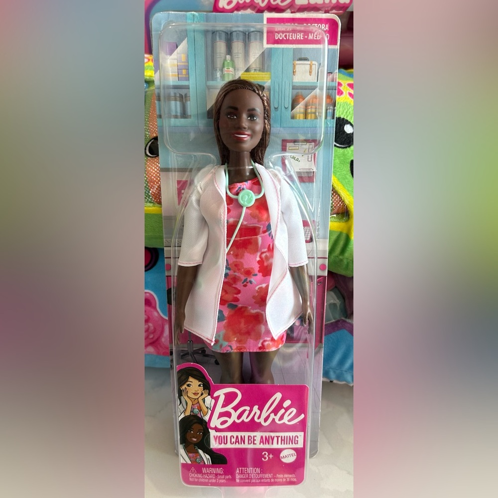 Dr Barbie Pink Floral Dress with White Coat NWT